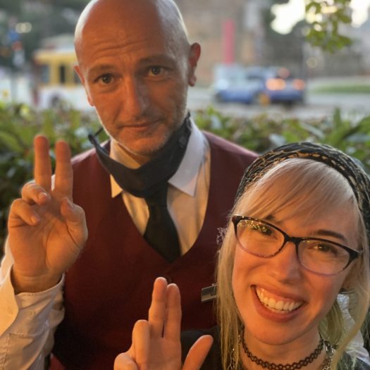 Makari and waiter near the Forum in Rome, imitating Christ