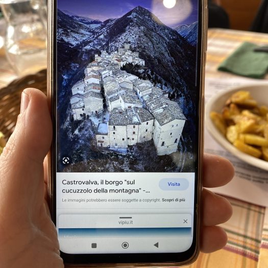 Castrovalva, Italy on phone